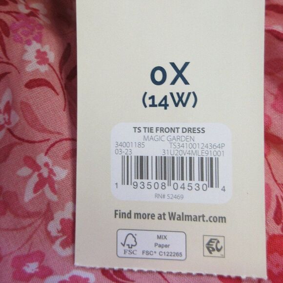 TERRA & SKY Fit & Flare Button Front Dress Womens Size 14W Pink Red Floral NWT - Picture 8 of 15